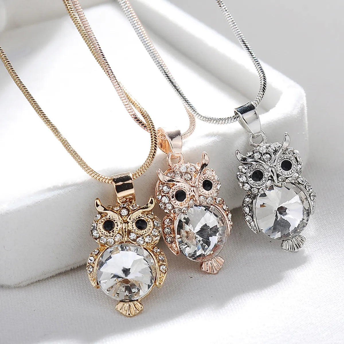 Necklaces Scale Options-Fashion Owl Alloy Plating Rhinestones Women's Necklace