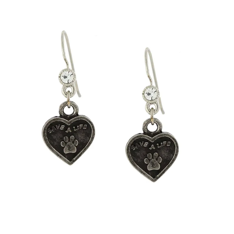 Earrings Grip Tips-1928 Jewelry Save A Life Heart Crystal Accent Earrings