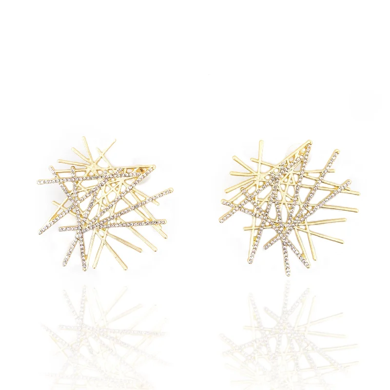 Earrings For Blend Metals-Origami Medium Studs - Soft Gold