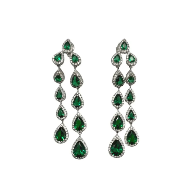 Earrings For Mild Wear-Carrington CZ Drop Emerald Earring