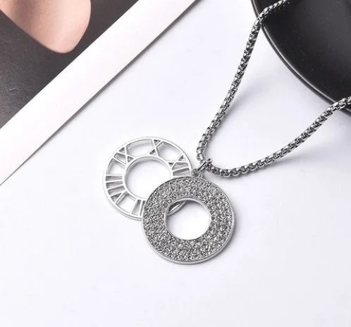 Xl0279 Full Diamond Double round with Steel Chain