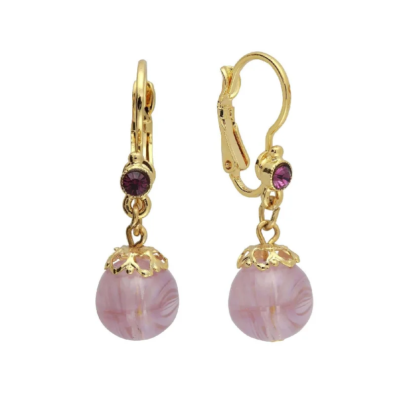 Earrings For Desk Jobs-1928 Jewelry Round Amethyst Color Drop Earrings