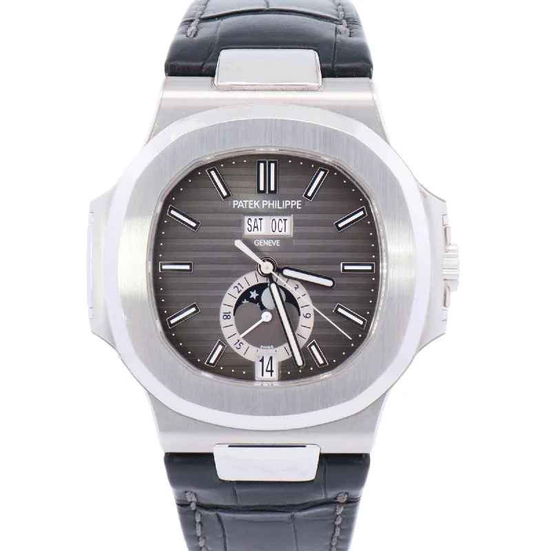 Watches Promise Details-Watches Warranty Info-Patek Philippe Nautilus 40mm Grey Dial Watch Ref# 5726A-001