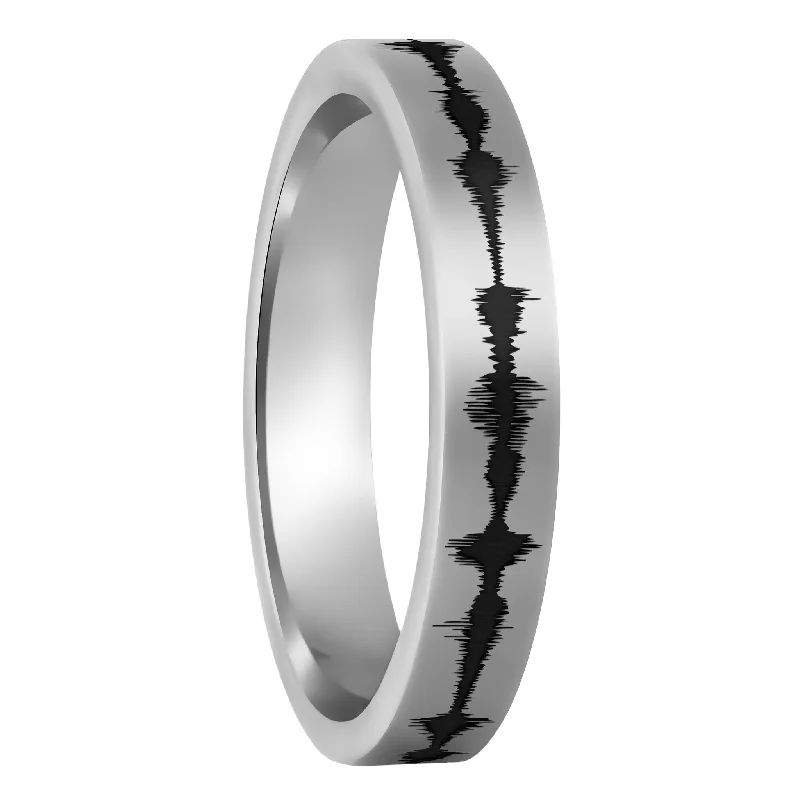 Best Sleek Rings-Custom Soundwave Tungsten Women's Ring