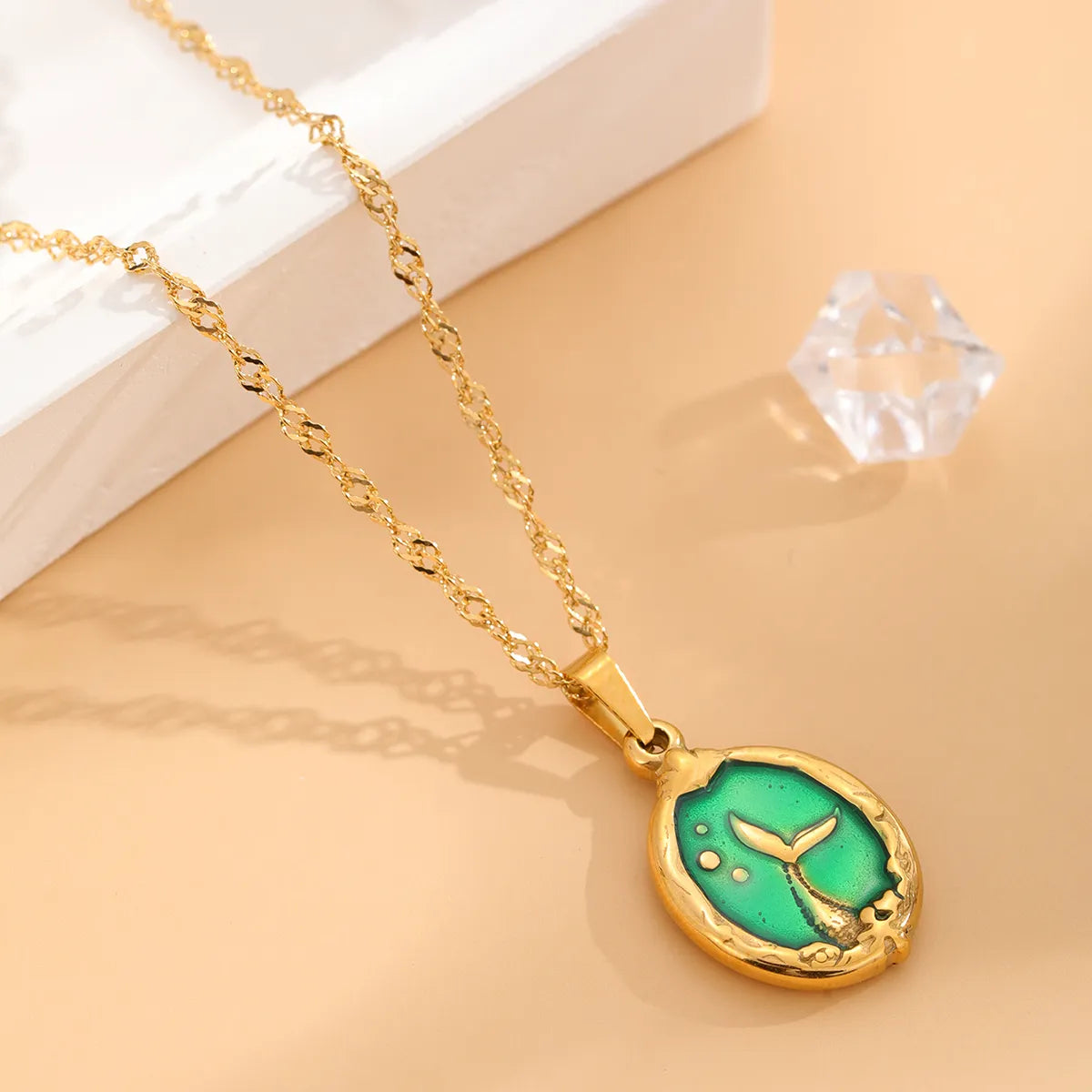 Necklaces For Pal Gifts-Retro Classic Style Mermaid Titanium Steel Enamel Plating Gold Plated Necklace