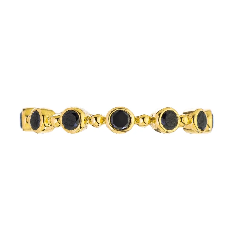 Rings For Fragile Wrists-Petit Bubble Black Diamond Band