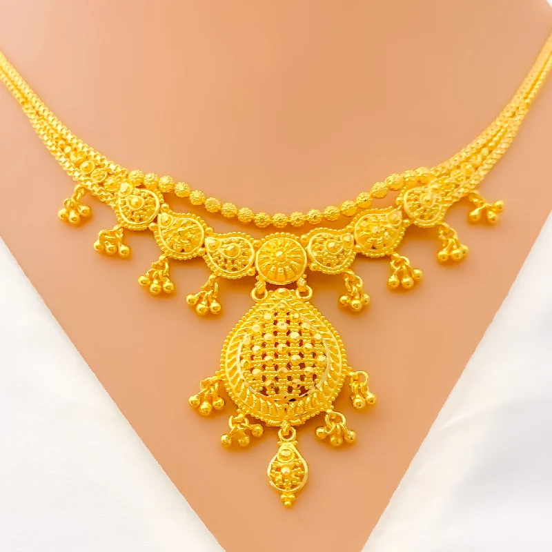 Necklaces For Festive Fun-Regal Sophisticated Paisley 22k Gold Necklace Set