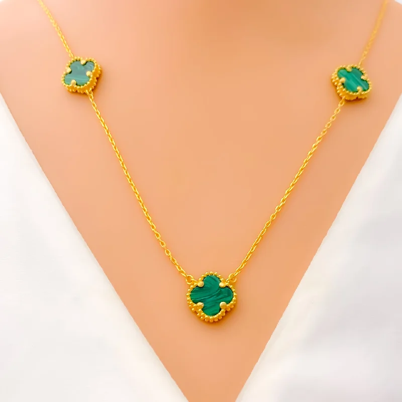 Necklaces Fit Feel-Exclusive Everyday 21k Gold Clover Necklace Set