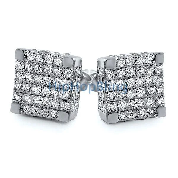 Breezy Earrings For Lightness-Large 3D Cube CZ Micro Pave Iced Out Earrings