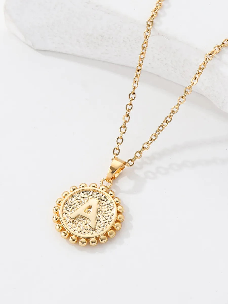 Max Flash Necklaces-Copper 18K Gold Plated IG Style Letter Pendant Necklace