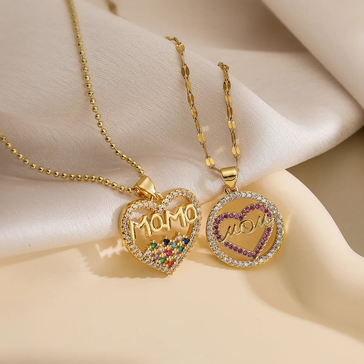 Best Cheap Necklaces-Simple Style Commute Heart Shape Copper Plating Inlay Zircon 18k Gold Plated Pendant Necklace