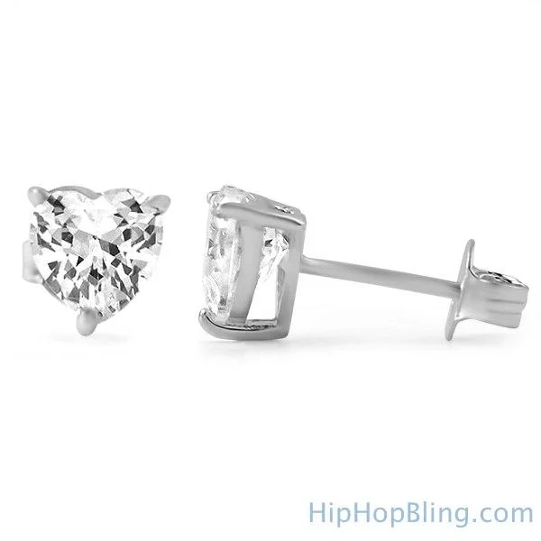 Earrings Cool Picks-Heart Cut CZ Stud Earrings .925 Silver