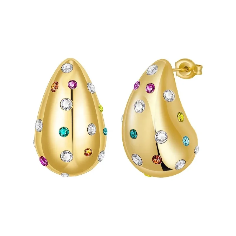 Best Posh Earrings-Raindrop Rainbow CZ Earrings