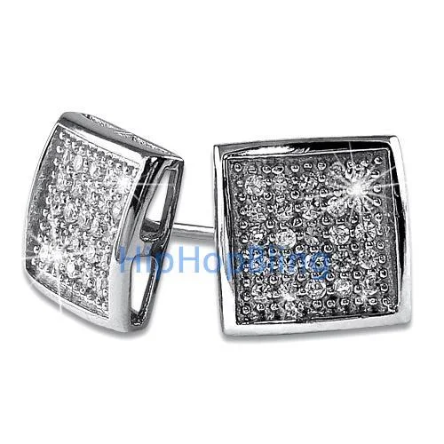 posh Earrings For Keepsakes-Deep Box Medium CZ Bling Micro Pave Earrings .925 Silver