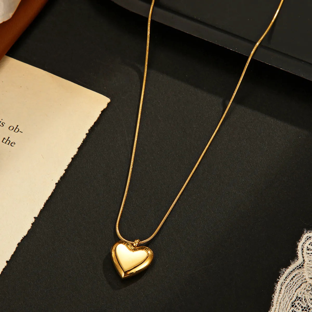 Necklaces For Office Looks-Retro Heart Shape Titanium Steel Plating Necklace 1 Piece