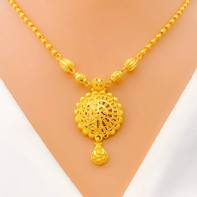 Necklaces Bulk Guide-Intricate Charming 22k Gold Necklace Set