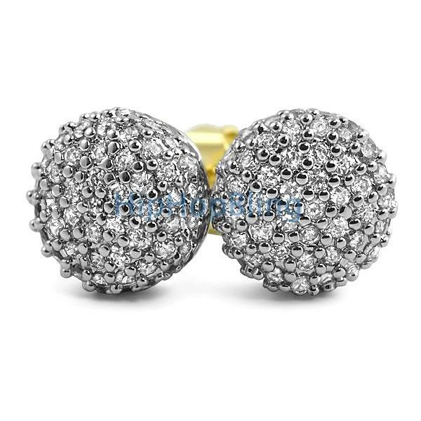 Earrings Stay Rating-Cylinder CZ Gold Bling Bling Earrings