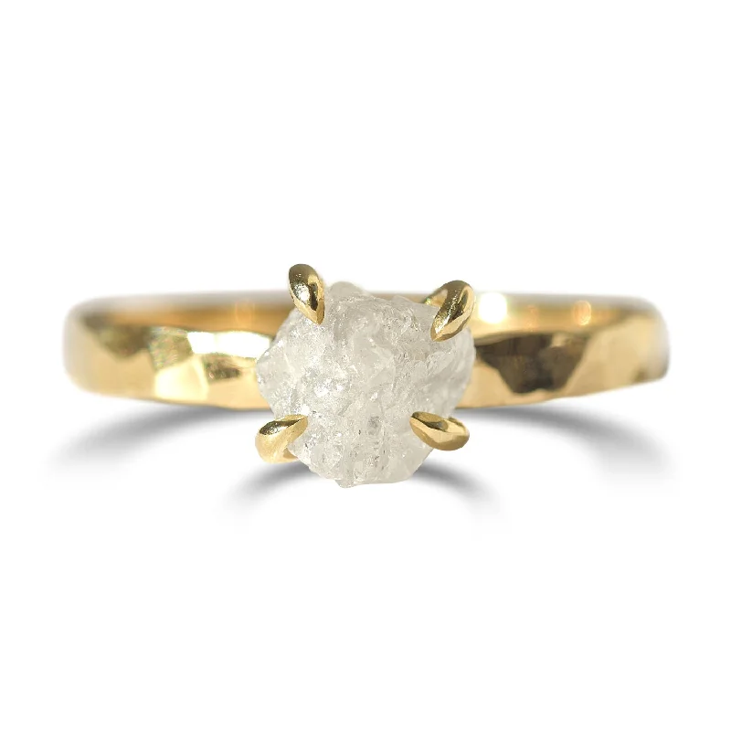 Rings For Playful Kids-Midbar Ring - A hammered engagement ring for any type of stone