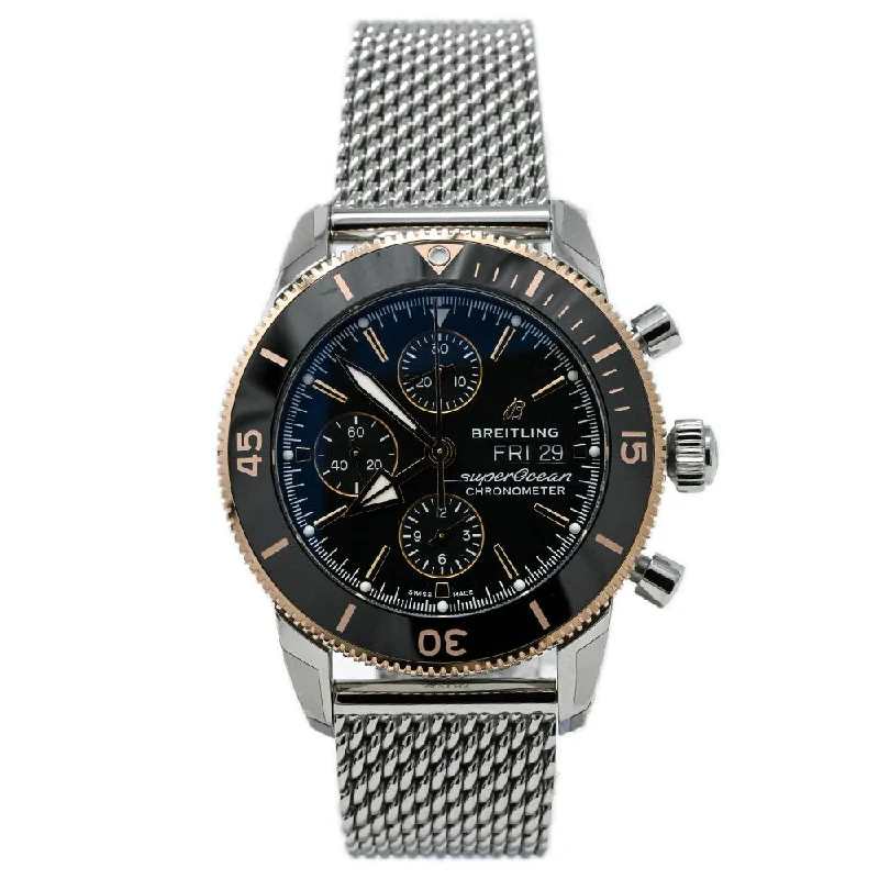 Watches For Long Joints-Watches For Oval Wrists-Breitling Superocean 44mm Black Dial Watch Ref# U13313