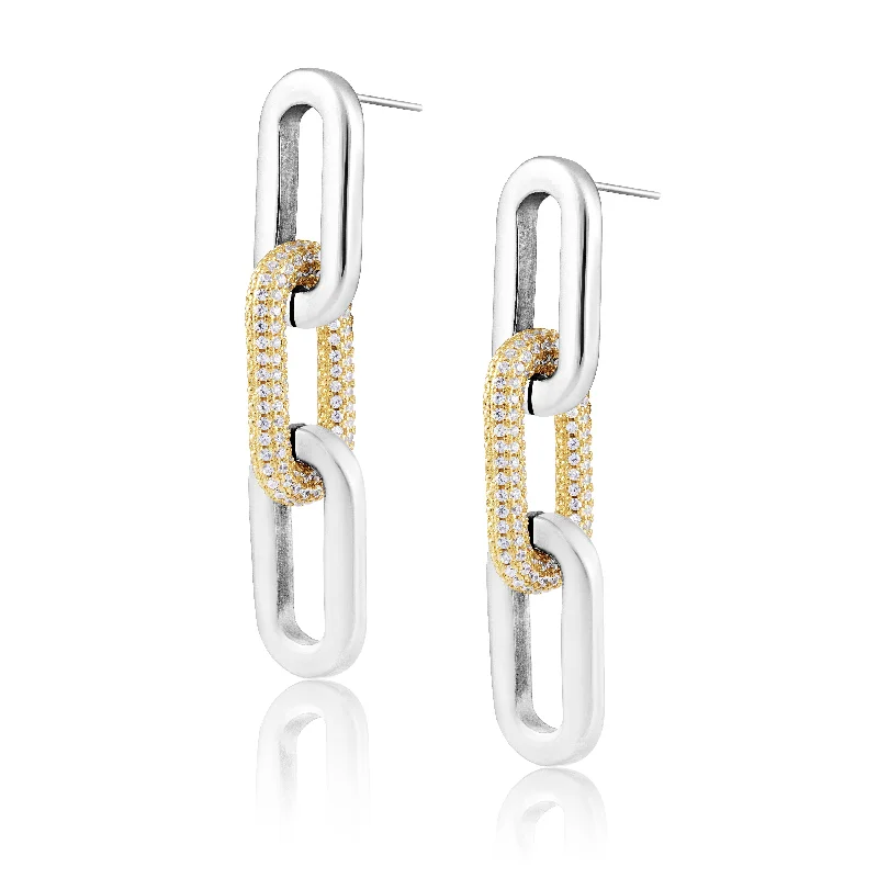 Earrings For Lazy Mornings-Jenna Pave Earrings - Two Tone