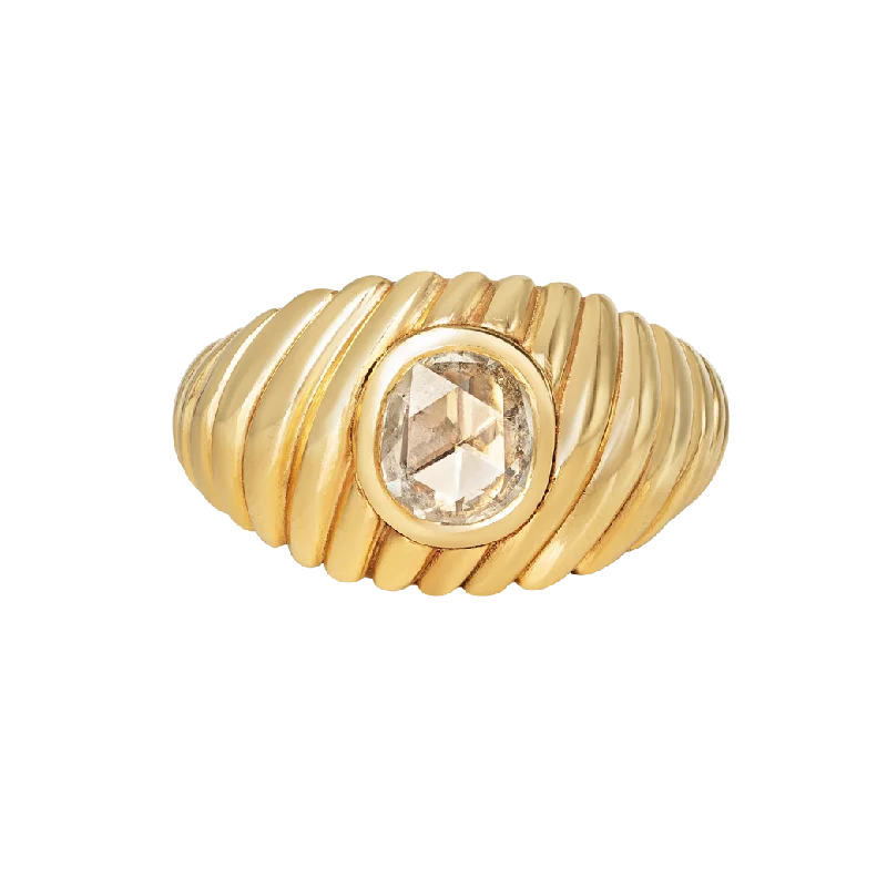 Edgy Rings For Freshness-Rose-Cut Diamond Wave Ring