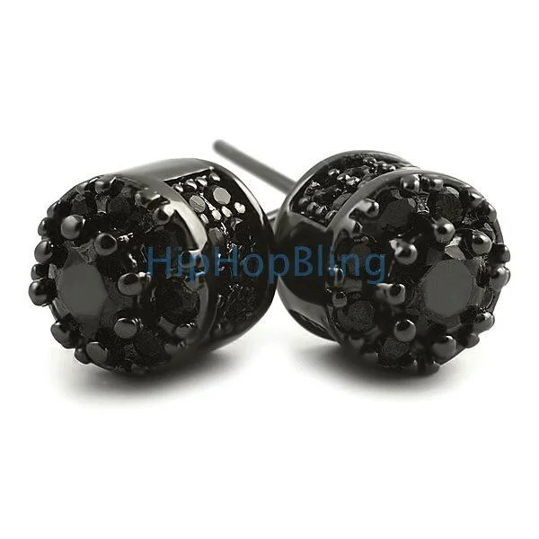 Earrings Scale Guide-3D Cluster Black CZ Bling Bling Earrings