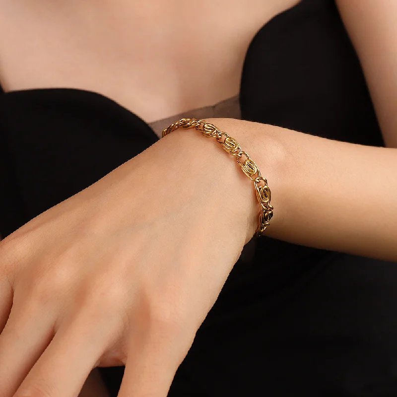 E253 Gold Texture Chain Bracelet 15 + 5cm