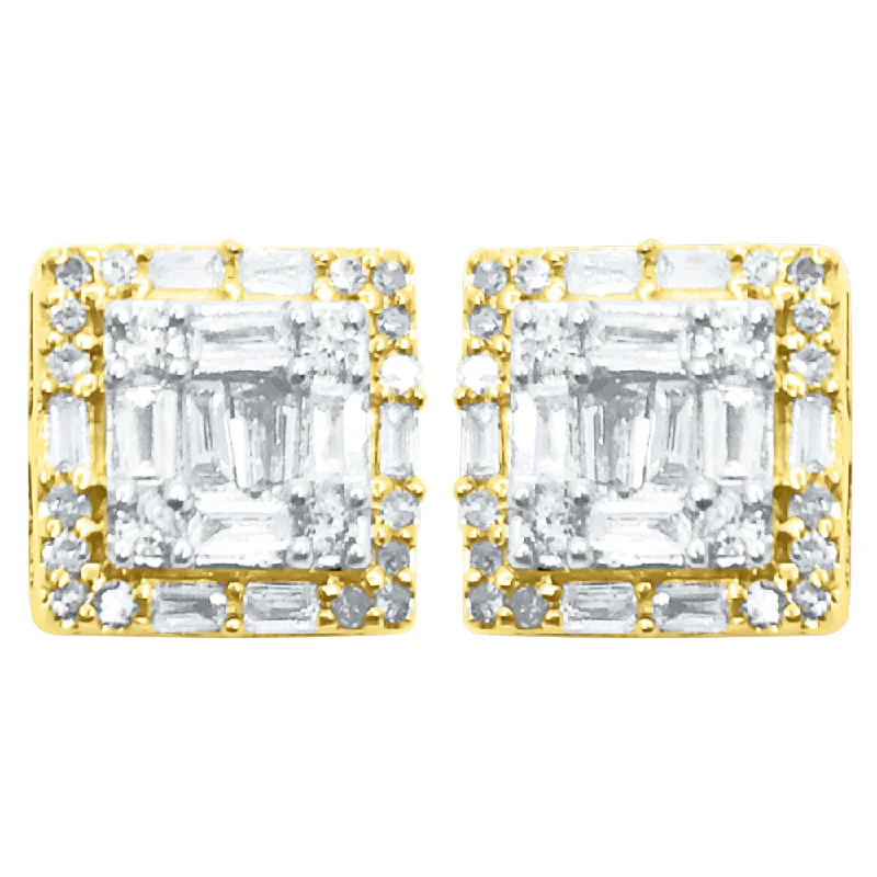 Best Low Earrings-Double Baguette Box Diamond Earrings .35cttw 10K Yellow Gold