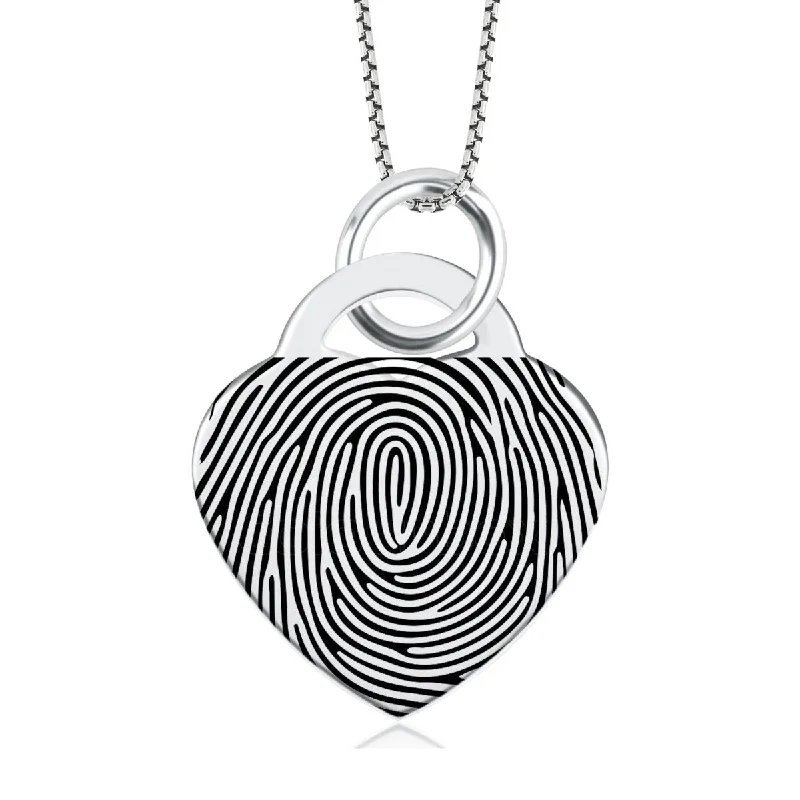 Necklaces Keep Guide-High Polished Stainless Steel Fingerprint Heart Necklace