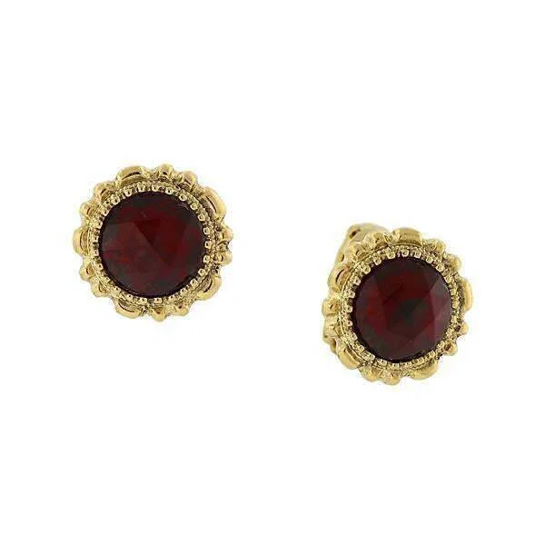 Earrings For Busy Adults-1928 Jewelry Red Crystal Button Clip On Earrings