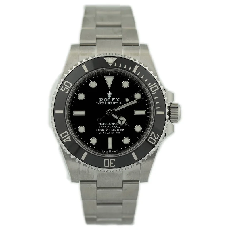 Watches For Lean Frames-Watches For Narrow Arms-Rolex Submariner 41mm Black Dial Watch Ref# 124060