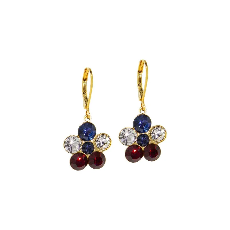 Huge Earrings For Show-1928 Jewelry Red Clear Blue Flower Drop Earrings