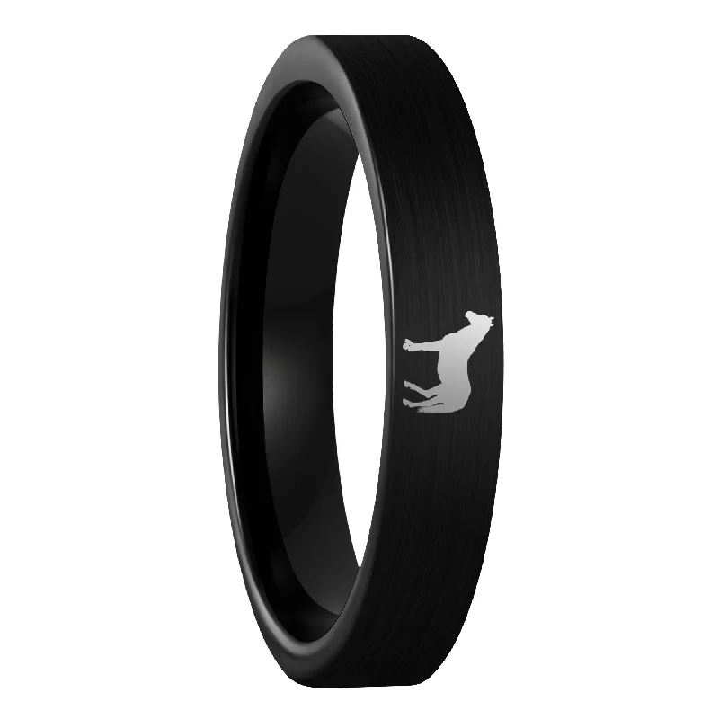 Rings For Compact Hands-Horse Brushed Black Tungsten Women's Wedding Band