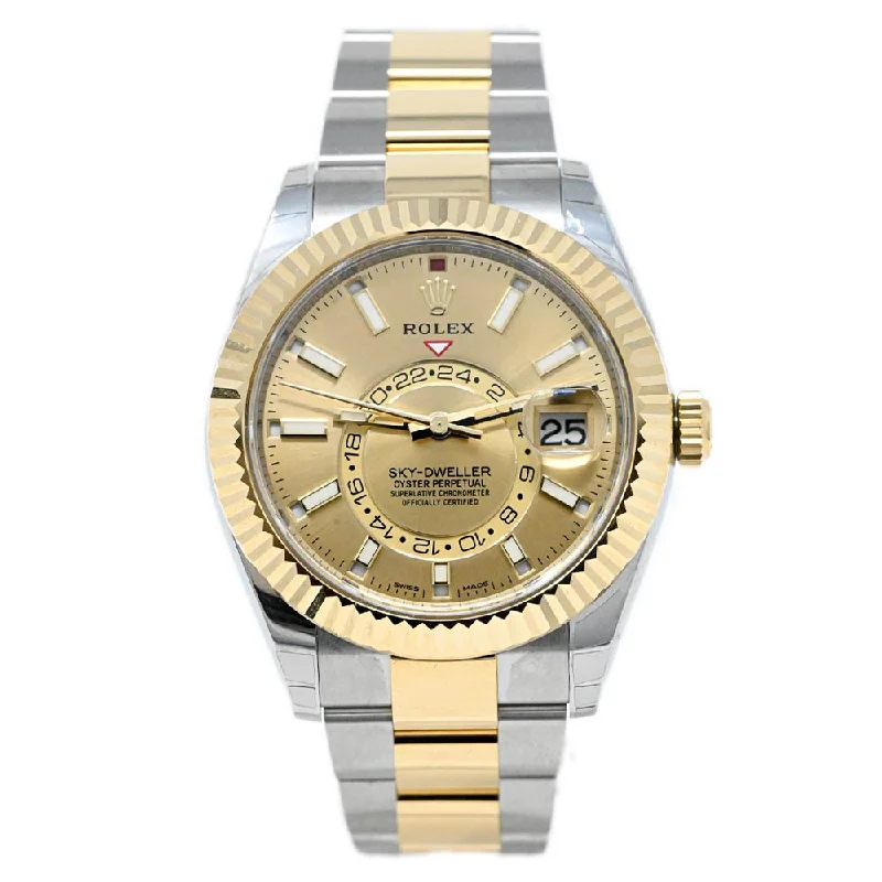 Best Gleam Watches-Best Shiny Watches-Rolex Sky-Dweller 42mm Champagne Dial Watch Ref# 326933