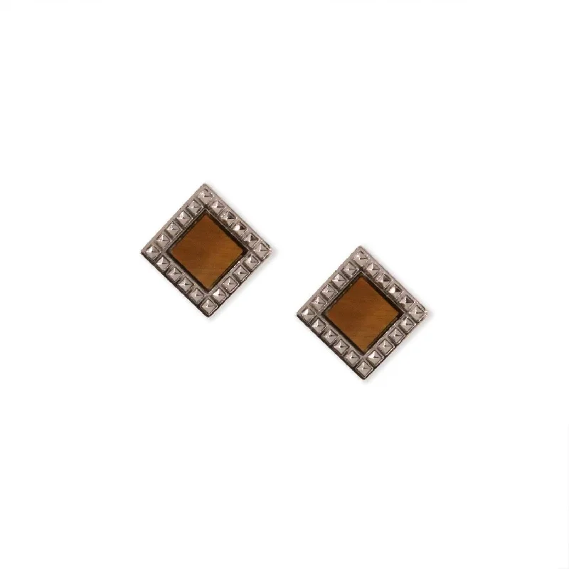 Earrings For Full Flair-1928 Jewelry Gemstone Square Stud Earrings