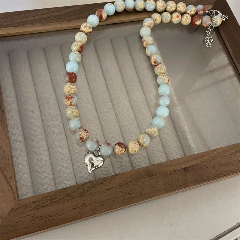 Blue Natural Stone Beaded Necklace