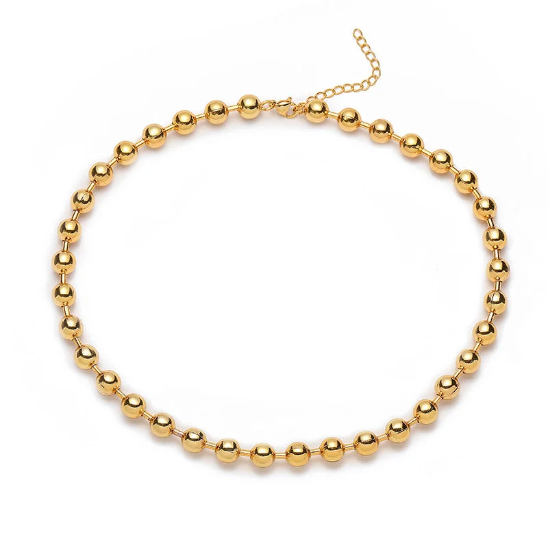 Gold 8mm round Beads Necklace