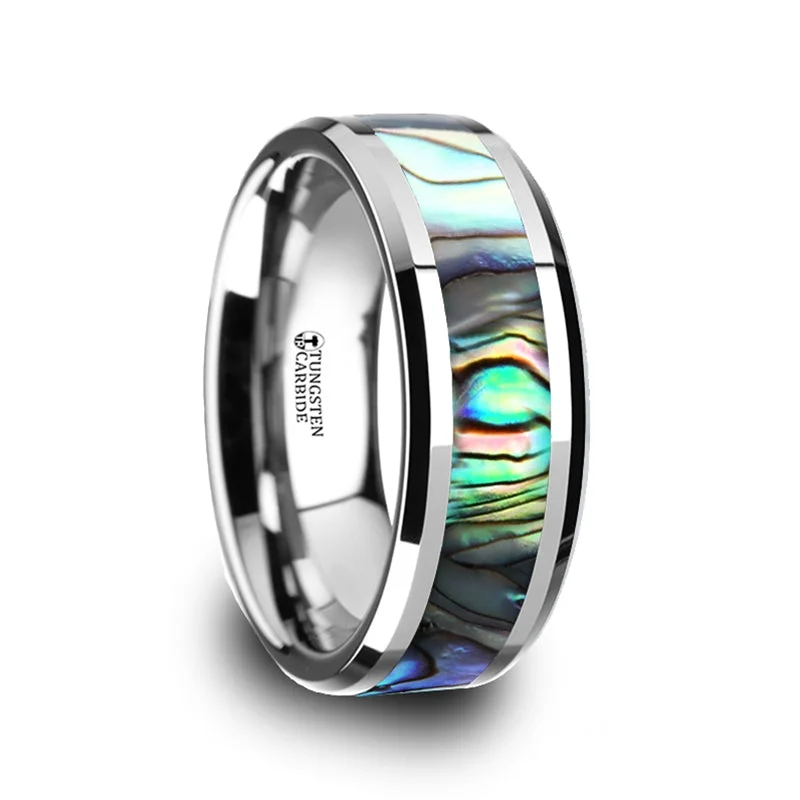 Rings Gauge Insights-Mother of Pearl Inlay Tungsten Wedding Band