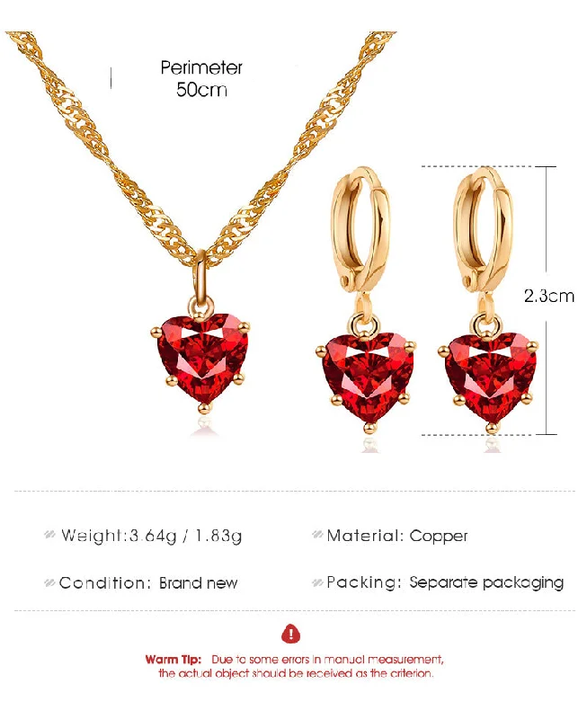 Necklaces For Pal Gifts-New Suit Jewelry Classic Crystal Zircon Love Necklace Earring Ladies Temperament Wild Jewelry Wholesale Gooddiy