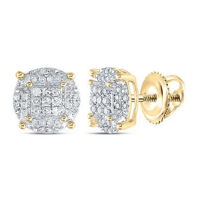 Earrings For Road Days-Box in Circle .25cttw Diamond Earrings Gold .925 Sterling Silver