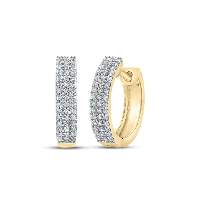 Earrings Cool Picks-3 Row Hoop Diamond Earrings .25cttw 10K Yellow Gold