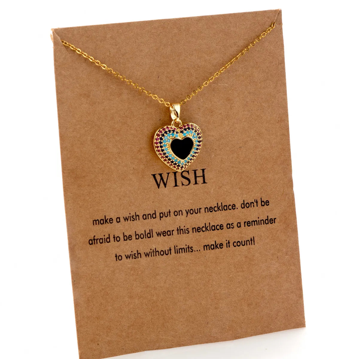 Necklaces With Brass Glow-Vintage Style Luxurious Heart Shape Stainless Steel Plating Inlay Zircon 18k Gold Plated Pendant Necklace