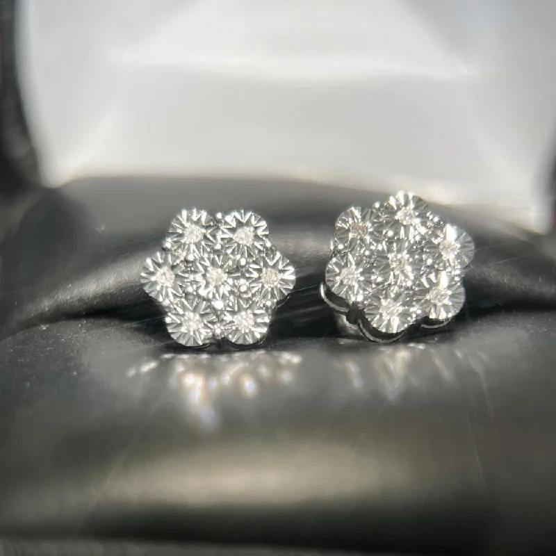 Earrings For Fair Tones-Cluster Miracle Diamond Stud Earrings .925 Sterling Silver