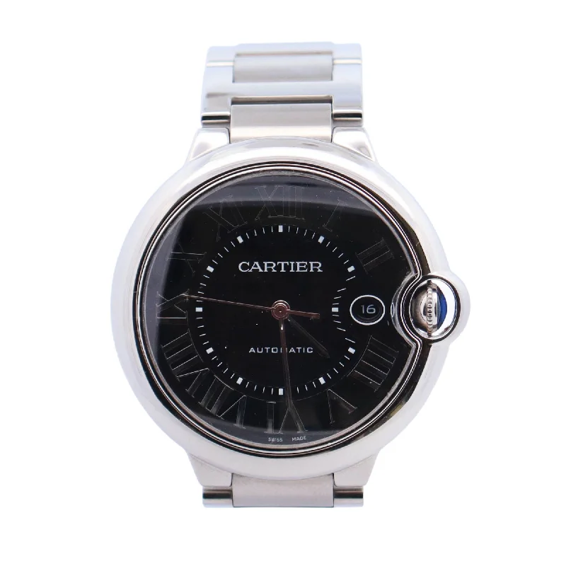 Watches For Full Crowds-Watches For Crowded Events-Cartier Ballon Bleu 42mm Black Dial Watch Ref# W6920042