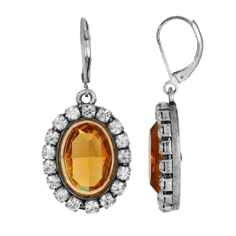 Natural Earrings Picks-1928 Jewelry Oval Vivid Austrian Crystal Drop Earrings