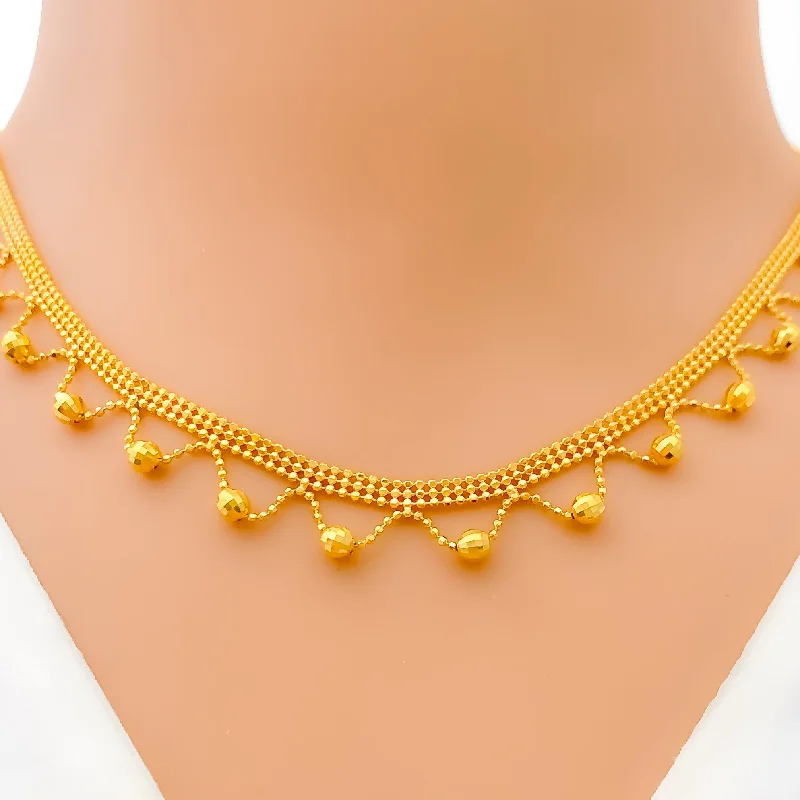 Necklaces For Farm Style-Impressive Sleek Laced 22K Gold Necklace Set