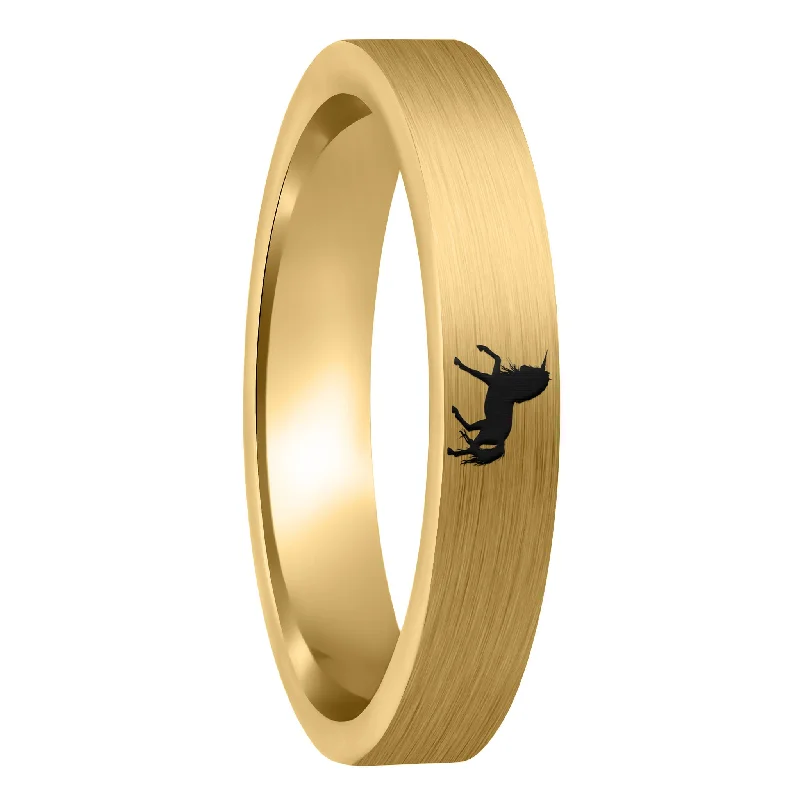 Rings For Dazzling Radiance-Unicorn Brushed Gold Tungsten Women's Wedding Band