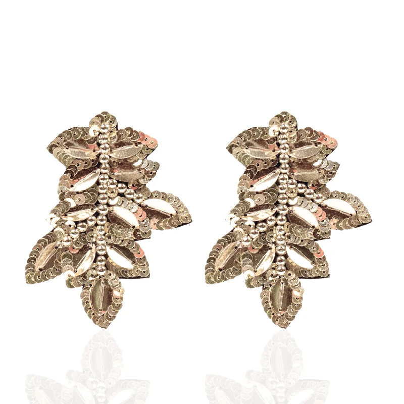 Earrings For Thick Links-Indira Sequin Earrings - Gold