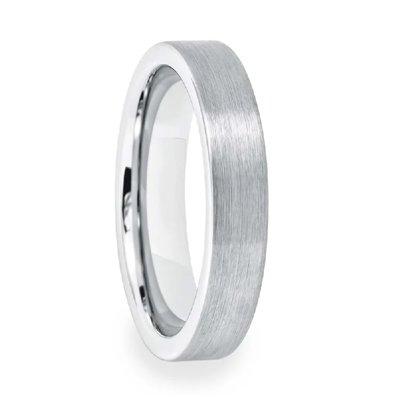 Rings For Opulent Affairs-Brushed White Tungsten Women's Wedding Band