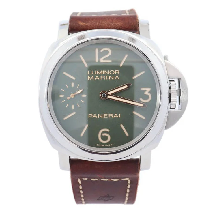 Watches For Night Flair-Watches For Late Nights-Panerai Luminor 44mm Green Dial Watch Ref# PAM00911